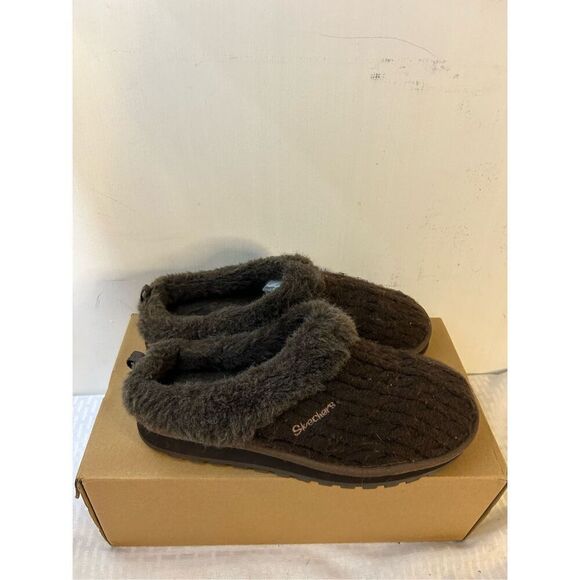Skechers women’s 10 slippers mules hard soles brown - Picture 1 of 5